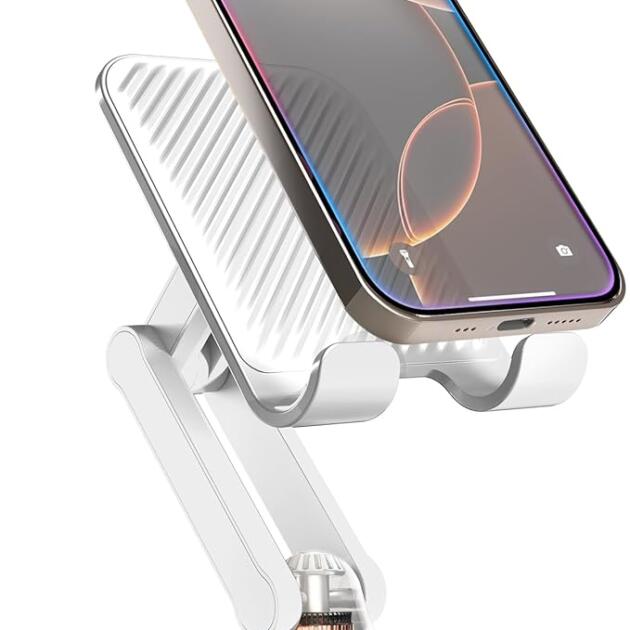 COOPER 360° Stand, Rotating Cell Phone Stand for Desk | Sturdy Metal Base, Foldable, Portable | Cell Phone Holder for Desk (Cream White)