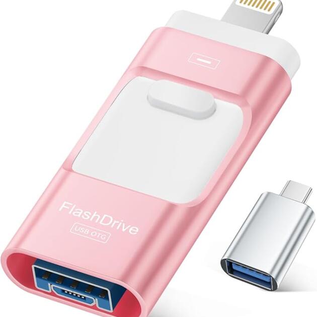 MFi Certified 256GB iPhone Flash Drive, Photo Stick Memory Stick for iPhone iPad, USB Thumb Drive for Photos Videos Transfer & Backup, External Storage Compatible for iPhone/Android/PC/Mac (Pink)