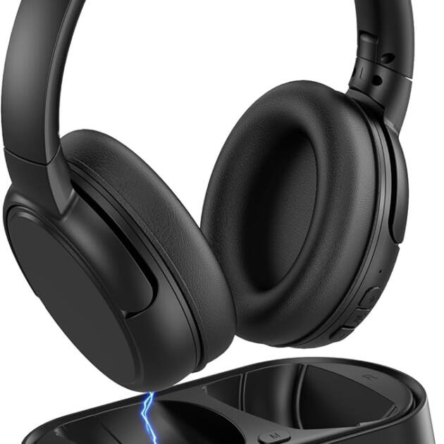 Wireless Headphones for TV Watching, TV Headphones with Transmitter Charging Base, Bluetooth V5.3, No Lip-Sync Delay, Clear Voice, Plug & Play, Comfortable Over-Ear for Seniors, Gifts for Elderly
