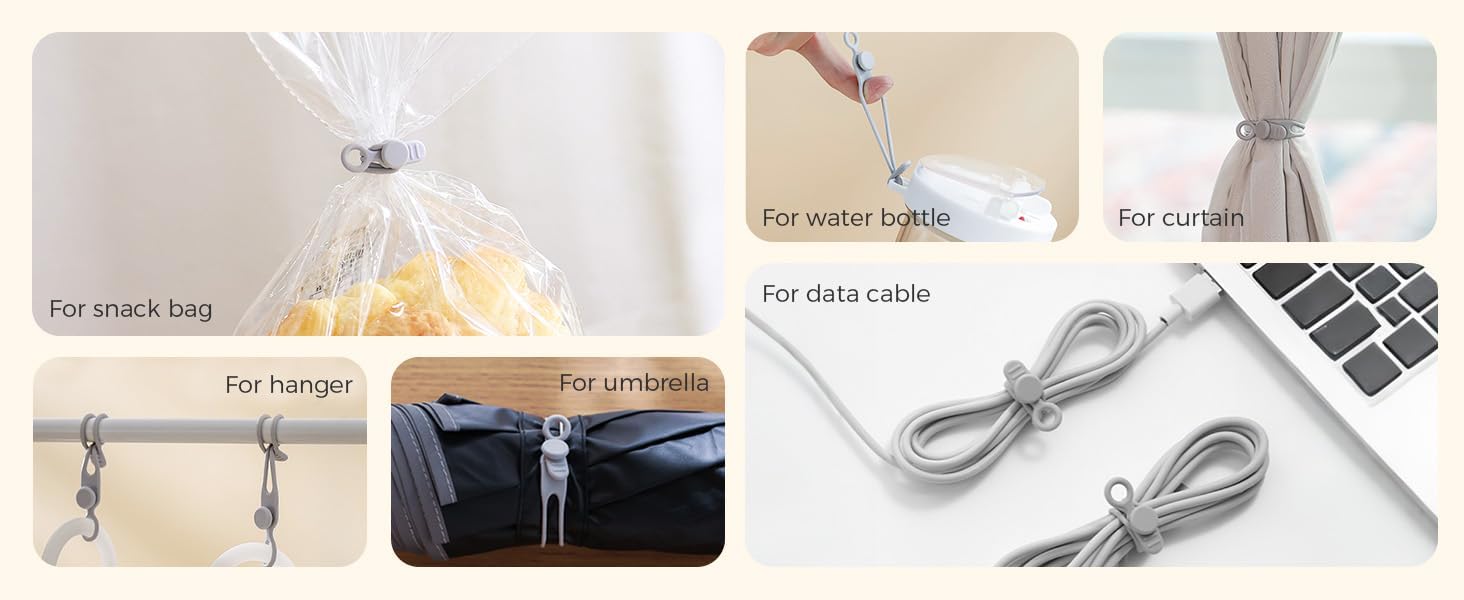 Data Cable Organizer, 2025 Upgrade Reusable Cable Ties Multipurpose Silicone Cable Straps Cord Management Organizer for Earphones Chargers Wires Home Office Travel (20 pc) - Image 5