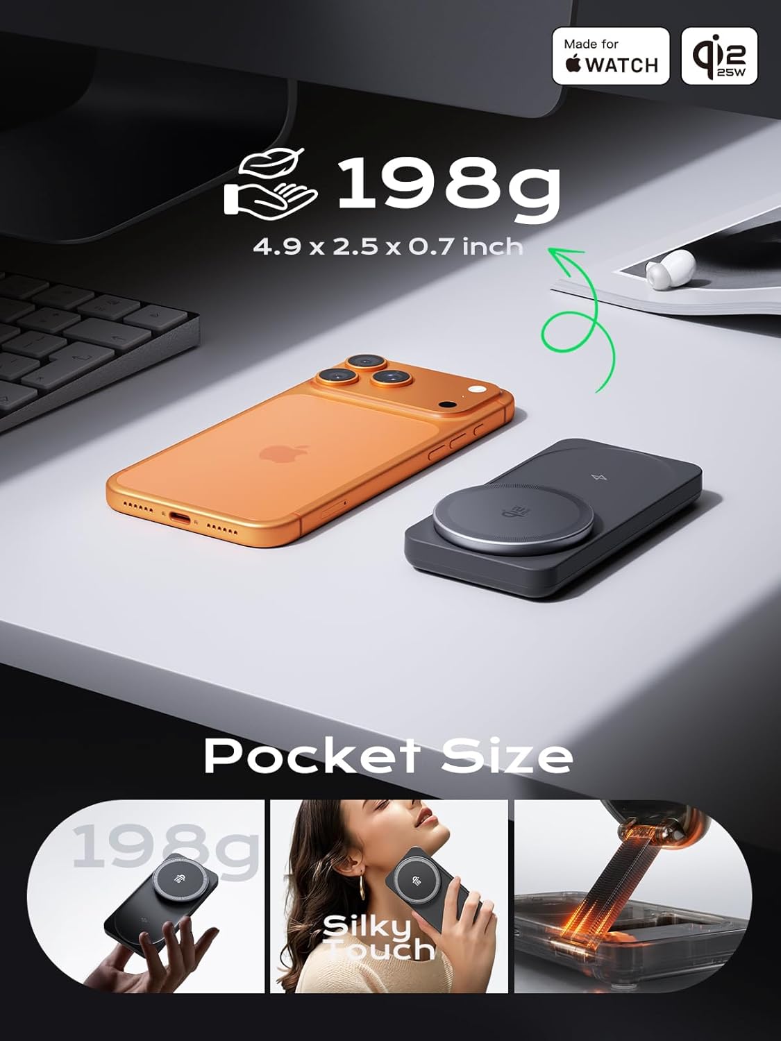 MFi Certified by Apple, THREEKEY 3-in-1 Charging Station, Qi2 25W Fast MagSafe Charger, Wireless Charger Stand for iPhone 12-17 Series, Apple Watch & AirPods, Pixel 10 Pro XL(45W Adapter Included) - Image 4