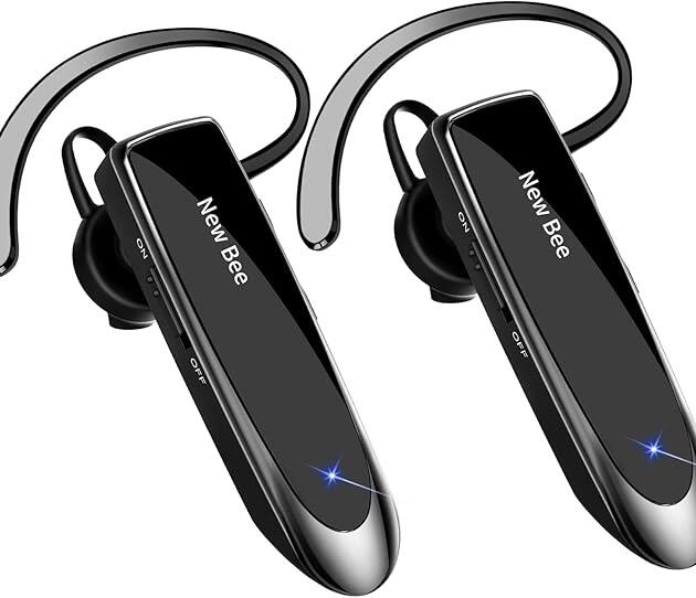 [2 Pack] Bluetooth Earpiece Wireless Handsfree Headset V5.0 24 Hrs Driving with Mic 60 Days Standby Bluetooth Headset for iPhone Android Samsung Driver