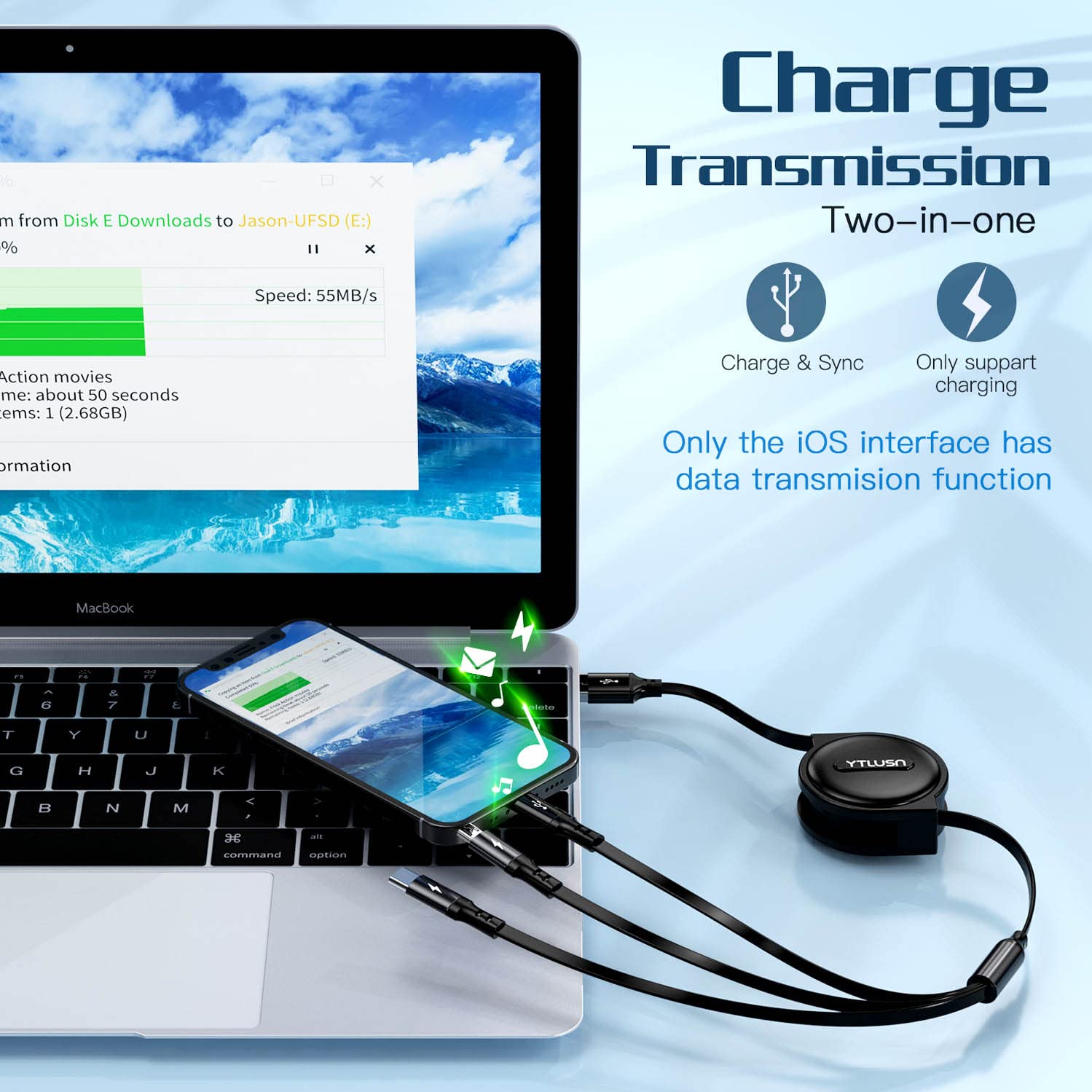 Coiled Multi Charging Cable 3A, 2Pack Retractable Lightning Cable, Multi Charger Cable 4Ft for Car, Retractable Car Charger with IP/Type C/Micro Ports for iPhone/iPad/Samsung Galaxy/Tablets/PS & More - Image 3