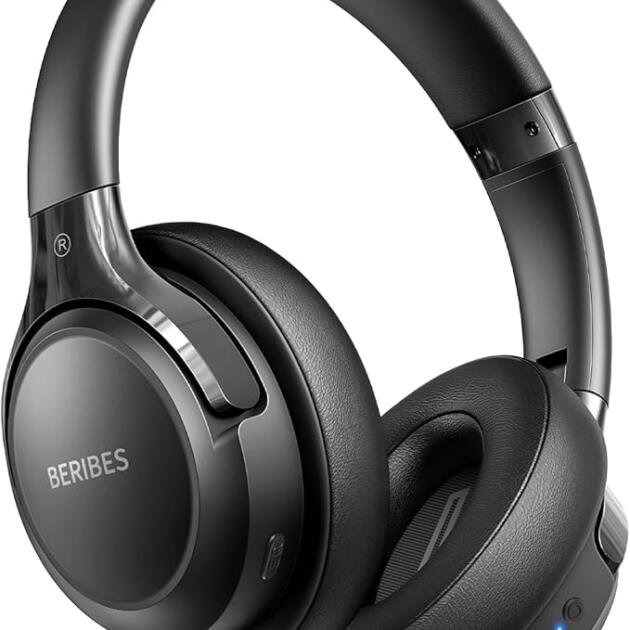 BERIBES Bluetooth Headphones Over Ear, 65H Playtime and 6 EQ Music Modes Wireless Headphones with Microphone, HiFi Stereo Foldable Lightweight Headset, Deep Bass for Home Office Cellphone PC Ect.